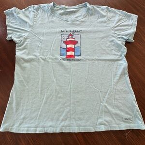 Life Is Good T -shirt with Red Lighthouse